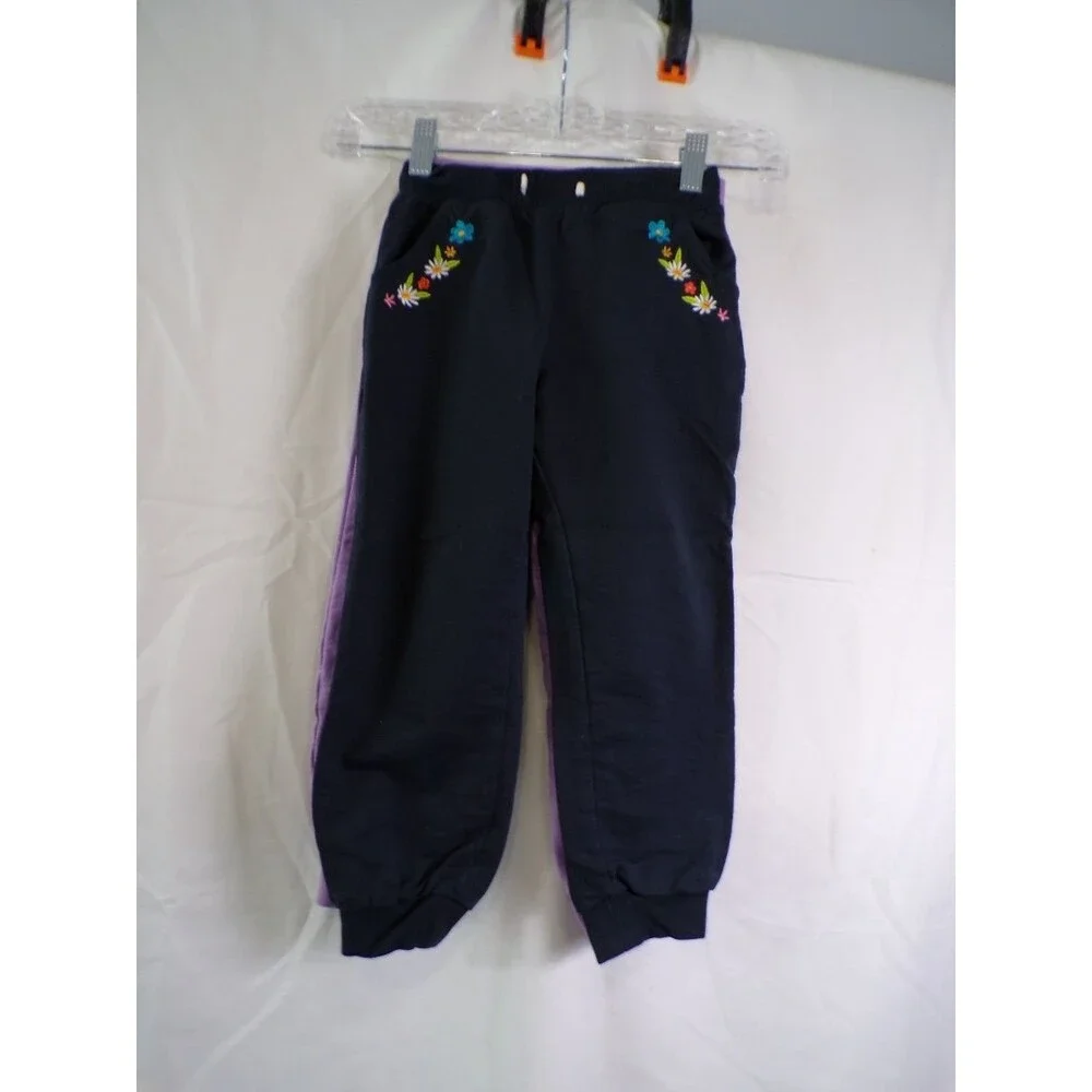 Girls Lavender Jogger Sweatpants Size 5Y Embroidered Floral